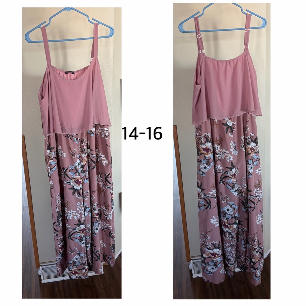 Pink Floral Maxi Jumpsuit